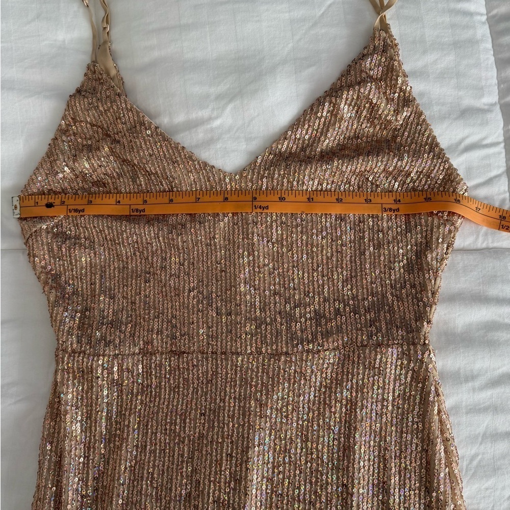 Lovely Day Rose Gold Sequin camisole floor length gown size medium - Picture 7 of 10
